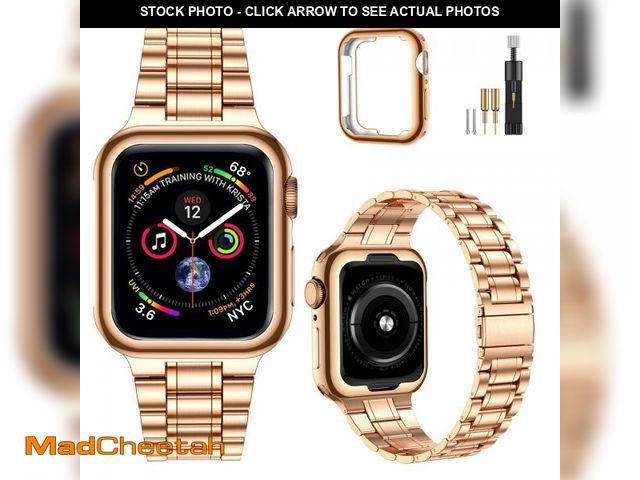 Lot 74-12050856 - MioHHR Solid Stainless Steel Band Compatible with Apple Watch 38mm 40mm, Metal Strap with Soft TPU C...