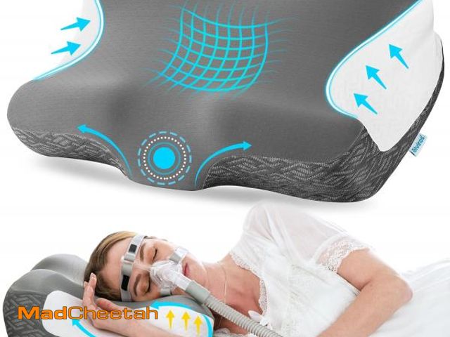 Lot 74-12325874 - Elviros Cervical Neck Pillow for Neck Pain Relief, CPAP Pillow for Side, Back &amp; Stomach Sleepers...