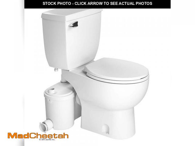 Lot 74-12146173 - (MISSING UP FLASH UNIT) Saniflo SaniBest Pro 2-Piece 1.28gal Single Flush Elongated Toilet with 1hp ...
