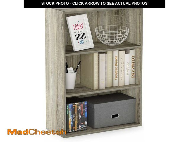 Lot 74-13835888 - Furinno PASIR Book Shelf, 3-Tier Bookshelf, Storage Shelves Bookcase, 9.7 x 23.7 x 31.5, for Living ...