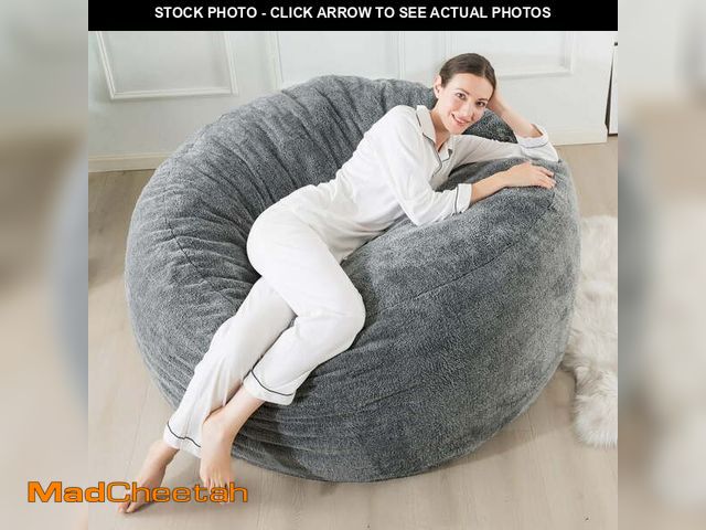 Lot 74-12889444 - KINMEROOM 3.5~4ft Premium Plush Soft Support Bean Bag Chair for Teenagers and Adults | Heather Gray ...