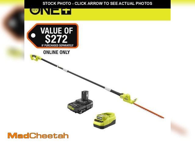Lot 74-13693460 - RYOBI ONE+ 18V 18 in. Cordless Battery Pole Hedge Trimmer with 2.0 Ah Battery and Charger - UNUSED