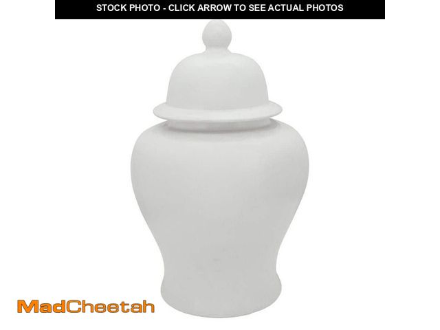 Lot 74-12397262 - Liv &amp; Skye 28 in. White Matte Stoneware Temple Jar - UNUSED