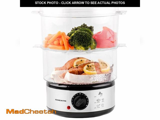 Lot 74-12976258 - OVENTE 2 Tier Electric Food Steamer for Cooking Vegetables, Stainless Steel Base, Stackable and Dish...