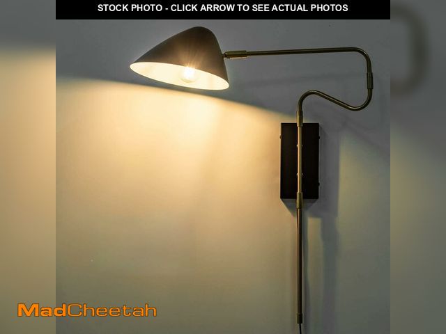 Lot 74-14472716 - Ahaloye Modern Black Plug in Swing Arm Wall Sconce with Switch, 1 Pack - UNUSED