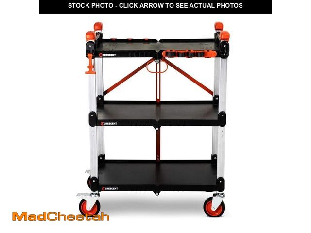 Lot 74-14223857 - Crescent SITERUNNER 30.6 in. D x 20 in. W x 42.5 in. H 3-Shelf Heavy Duty Folding Jobsite Cart with ...