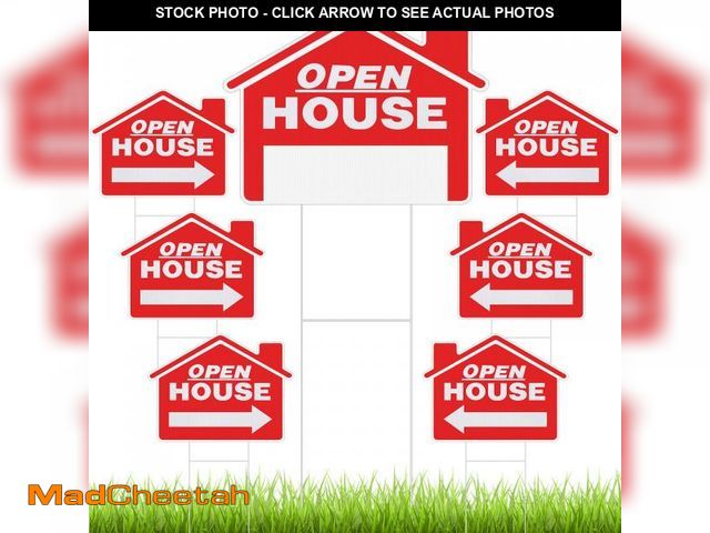 Lot 74-11555273 - Pinkunn 7 Pcs Open House Signs for Real Estate 18 x 14 Inch Double Sided Estate Property Yard Sale S...