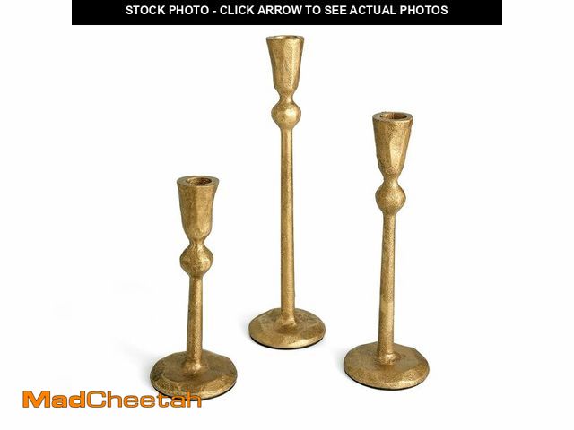 Lot 74-12698155 - Antique Brass Taper Candle Holders Set of 3, Elegant Rustic Heavy Cast Iron Candlestick Holder, 3PCS...