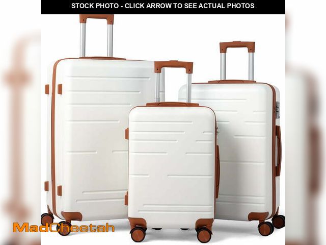 Lot 74-13766224 - Zimtown Luggage 3 Piece Set Suitcase ABS Hardside Lightweight with TSA Lock Spinner Wheels, Beige - ...