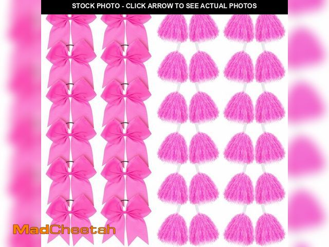 Lot 74-12978664 - Tigeen 72 Pcs 36/72 Pcs Cheerleading Pom Poms and Cheerleader Hair Bow for Girl Cheer Pompoms Cheerl...