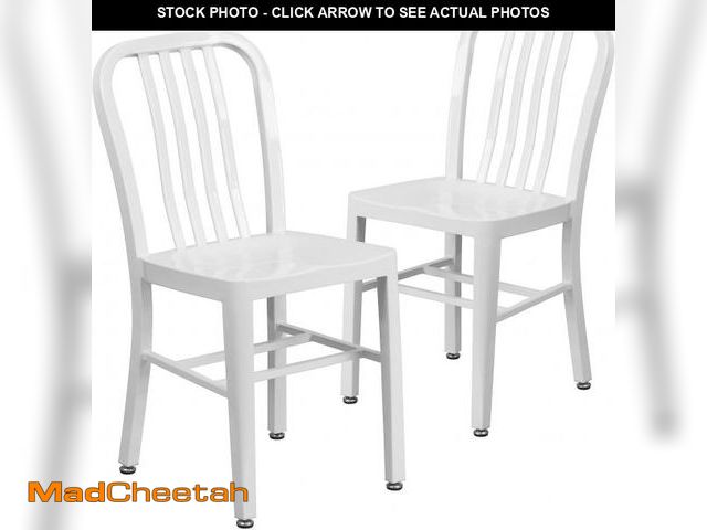 Lot 74-12396660 - Flash Furniture Gael Commercial Grade 2 Pack White Metal Indoor-Outdoor Chair - UNUSED