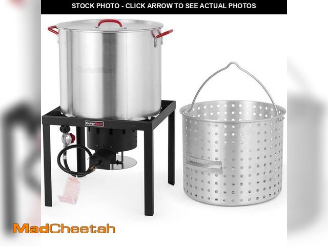 Lot 74-14280231 - outermust 80 Qt. 110,000 BTU Crawfish Boiler with Seafood Boil Pot and Burner - UNUSED