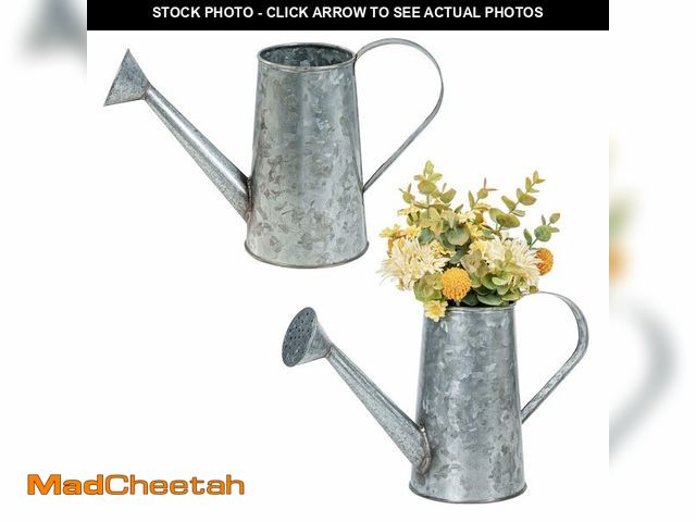 Lot 74-14211666 - MyGift 5 Inch Small Rustic Galvanized Metal Decorative Vases in Vintage Style Watering Can Design fo...