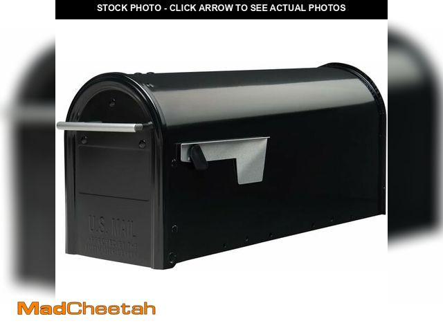 Lot 74-13844342 - Architectural Mailboxes Franklin Post Mount Mailbox, Black with Silver Accents, FM110BEC - UNUSED