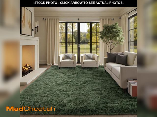 Lot 74-12302863 - 8x10 Ft Extra Large Shag Green Area Rug for Living Room, Ultra Soft Fluffy Furry Rugs for Bedroom Cl...