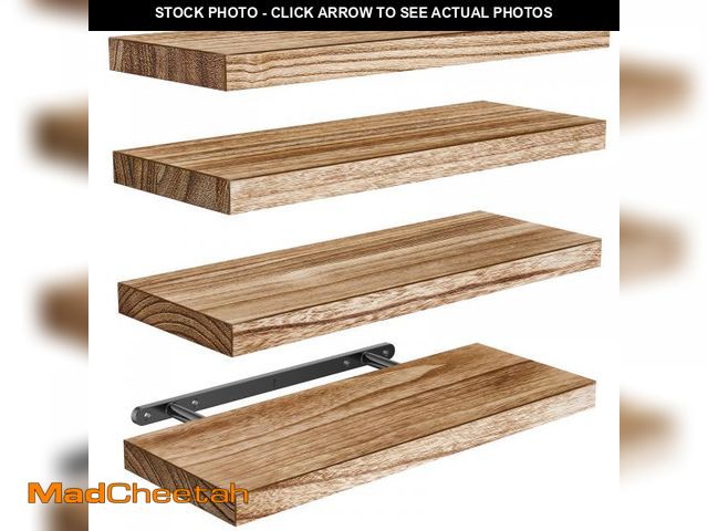 Lot 74-12432583 - AMADA HOMEFURNISHING Floating Shelves, Paulownia Wood Wall Shelves for Bathroom/Living Room/Bedroom/...