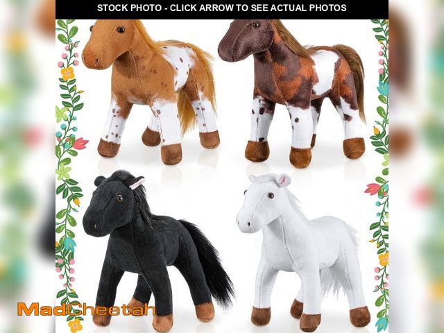 Lot 74-12717139 - Skylety 4 Pcs Stuffed Horse Toy 8 Inch Horse Plush Stuffed Animals Cute Plush Assorted Toy Brown Ani...