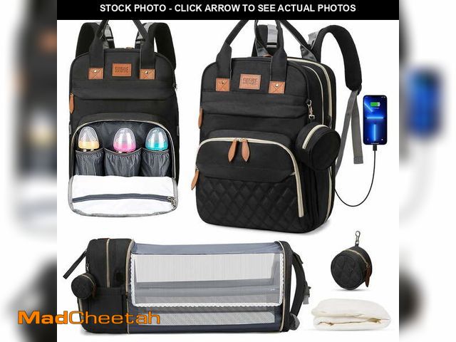 Lot 74-13042563 - Diaper Bag Backpack, Portable Baby Bag with Changing Station, Large Capacity Baby Diaper Bags w/ Str...