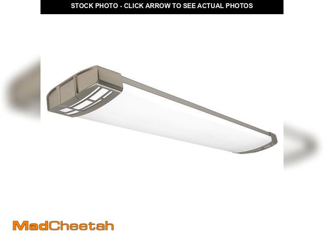 Lot 74-12870114 - Commercial Electric 1-Pack 4 ft. Brushed Nickel Mission End Caps 5250LM 75W Integrated LED Wraparoun...