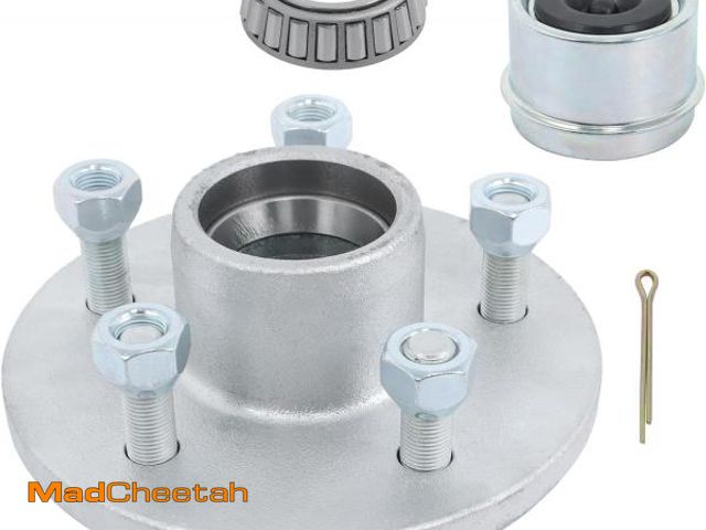 Lot 74-12328338 - labwork 5 Lug 4.5Inch Galvanized Trailer Hub Kit for 3500lbs 1-1/16Inch to 1-3/8Inch Spindle, with T...
