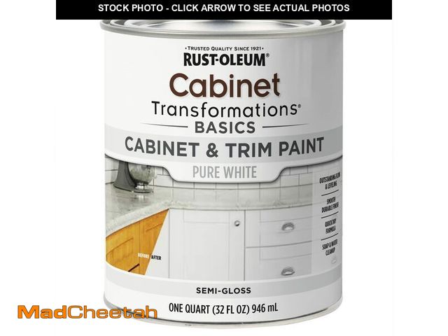 Lot 74-14152487 - Rust-Oleum 372007 Transformations Basics Cabinet &amp; Trim Paint, Quart, Pure White, 32 Fl Oz (Pack...