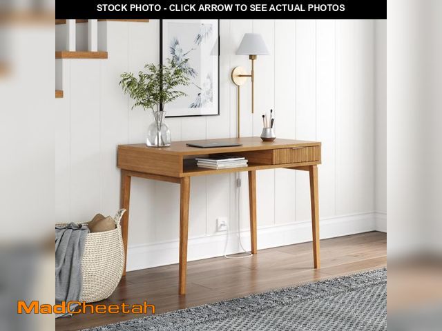 Lot 74-12289525 - Nathan James Jasper Small Home Office Desk with Storage, Bohemian Writing Desk with Drawer and Open ...
