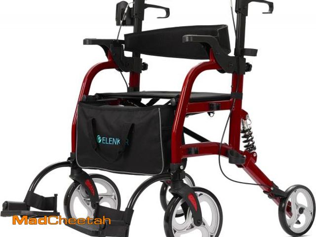 Lot 74-12209947 - ELENKER 2 in 1 Rollator Walker &amp; Transport Chair for Seniors, Folding Rolling Walker Wheelchair ...