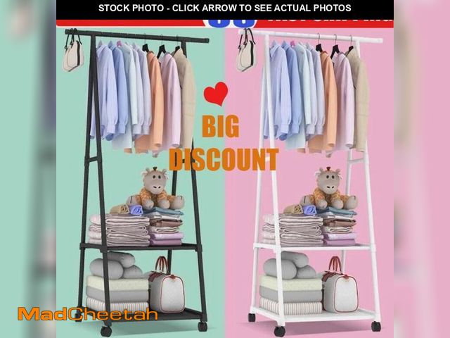 Lot 74-12514722 - Jmyx Clothes Rack on Wheels, Triangle Coat Rack, Rolling Garment Rack, 2 Tier Rolling Clothes Rack, ...