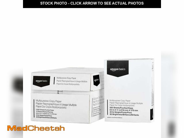 Lot 74-12568361 - Amazon Basics 92 Bright Multipurpose Copy Paper - 8.5 X 11 Inches, 10 Ream Case (5,000 Sheets) - UNU...