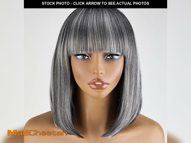 Lot 74-14434015 - X-TRESS Gray Salt Highlight Bob Wig Small Cap No Clip 10s Ready to Wear and Go 12" balayage mix and ...