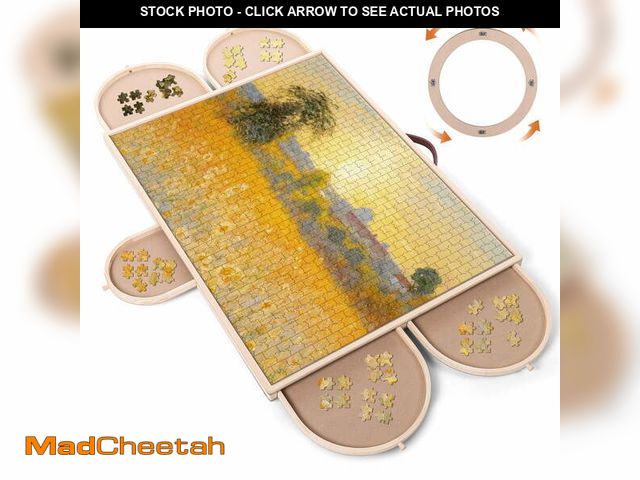 Lot 74-12679093 - Crtynell 1500 Piece Puzzle Board With Drawers And Cover, 34" X 26" Wooden Rotating Jigsaw Puzzle Tab...