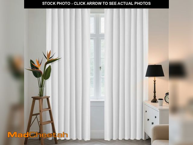 Lot 74-13765376 - Joydeco 90 Inch 60% Blackout White Curtains 2 Panels, Elegant Semi Sheer Curtains for Bedroom, Therm...