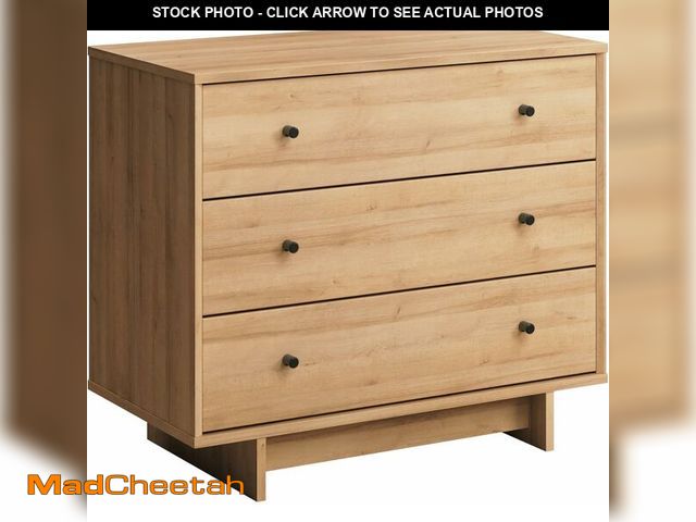 Lot 74-13071094 - Prepac Finnley 3-Drawer Nightstand in Natural Oak, Extra-Wide Bedside Table with Storage, Modern End...