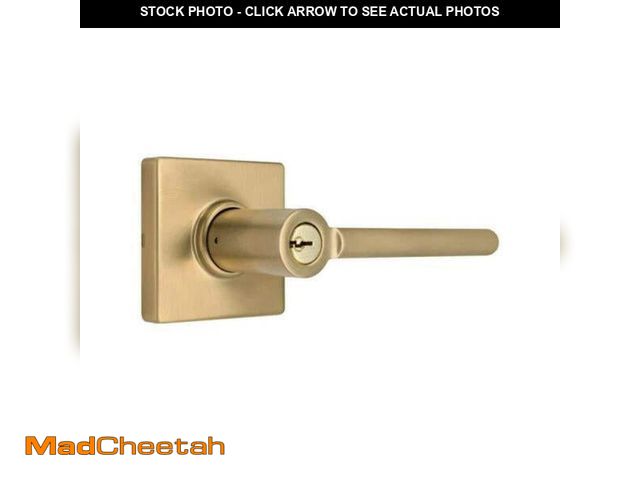 Lot 74-12555329 - Tonebridge Brushed Gold Keyed Entry Door Lever With Square Rose - UNUSED