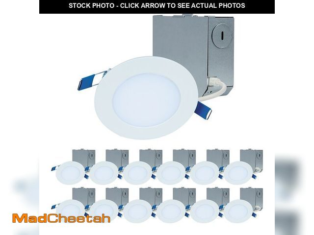 Lot 74-14440184 - 12-Pack HLBE 4 in. Ultra-Thin Downlight 3000K Fixed CCT New Construction/Remodel Integrated LED Rece...