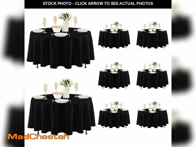 Lot 74-14147306 - Fitable 8 Pack Round Tablecloths: Stain Resistant Wrinkle Free Circle Table Clothes, Washable Reusab...