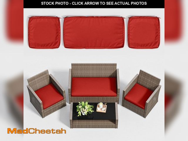 Lot 74-12085513 - Kimunuk 3-Piece 36 x 18 in. &amp; 18 x 18 in. Outdoor Cushion Covers Replacement with Zipper Red - U...