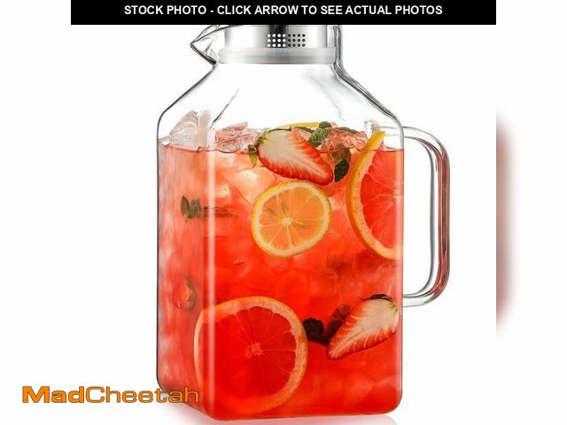 Lot 74-14204853 - 1 Gallon Square Glass Pitcher with Lid and Spout, Borosilicate Glass Carafe for Hot/Cold Drink, Wate...