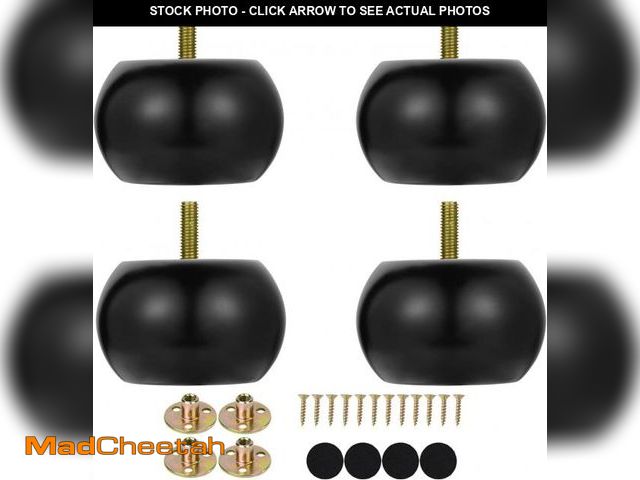 Lot 74-11904507 - 2 Inch Black Bun Feet for Furniture Set of 4 Solid Short Hardwood Round Ottoman Couch Sofa Legs - UN...