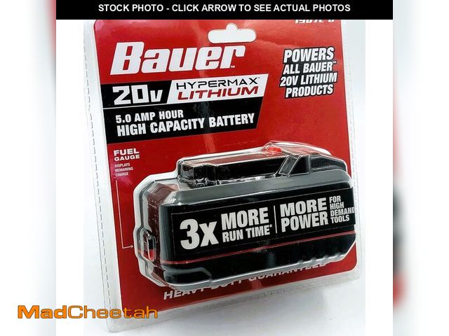 Lot 74-14081225 - Bauer 20 Volts Lithium-Ion Battery 5.0 Ah High Capacity Replacement Battery 1907C-B for Bauer Cordle...
