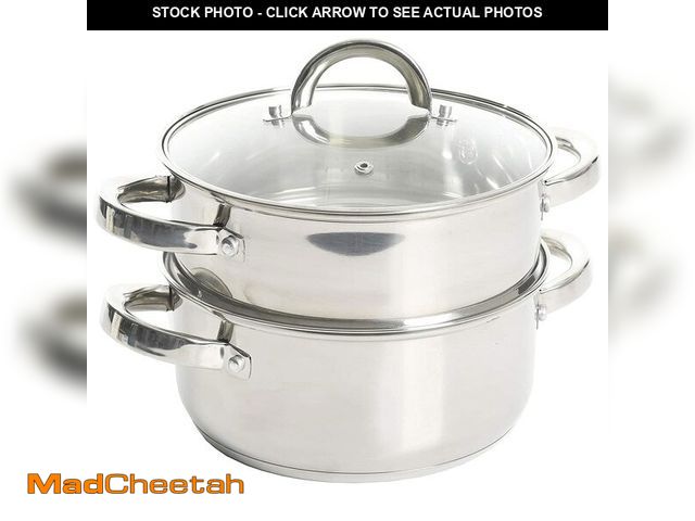Lot 74-14212111 - Oster Dutch Oven with Steamer Basket 3-Quart - Sangerfield Stainless Steel, Stovetop Steamer for Veg...
