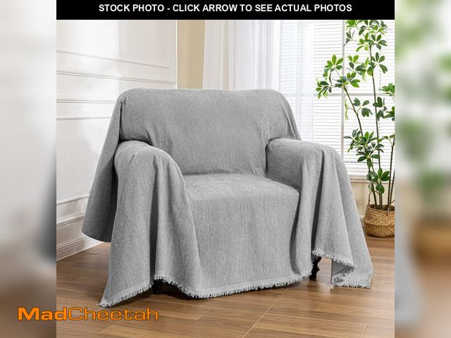 Lot 74-12439297 - MEETSKY Grey Sofa Cover Washable for Couch Chair Recliner, Chenille Couch Cover for Dogs Oversized C...