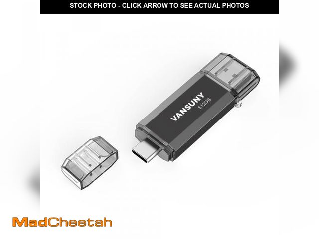 Lot 74-12122631 - Vansuny 512GB Type C Flash Drive 2 in 1 OTG USB 3.0 + USB C Memory Stick with Keychain Dual Thumb Ph...
