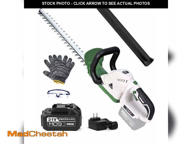 Lot 74-14351401 - (MISSING BATTERY,CHARGER) YAHHU 20 Inch Cordless Electric Hedge Trimmer?21V Electric Bush Trimmer?Ba...
