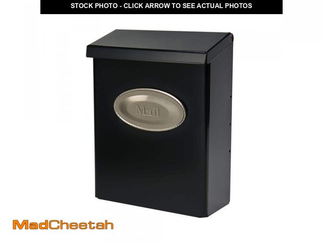 Lot 74-12410024 - Architectural Mailboxes Designer Black with Satin Nickel, Medium, Steel, Locking, Wall Mount Mailbox...