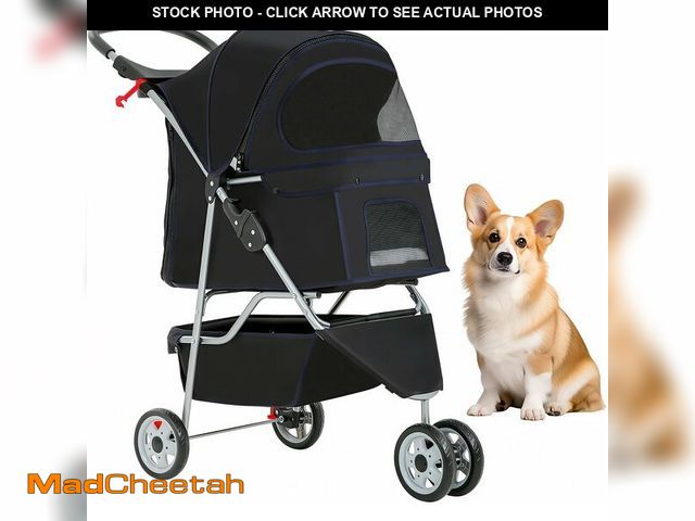 Lot 74-14305392 - BestOffice Pet Stroller for Small Medium Dogs &amp; Cats, 3-Wheel Foldable Dog Stroller with Cup Hol...