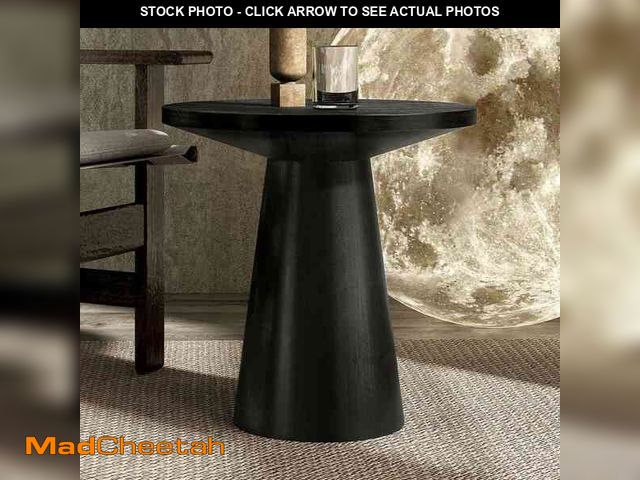 Lot 74-12545722 - Furniture of America Leander 20 in. Black Round Wood End Table with Cone-Shaped Pedestal Base - UNUS...