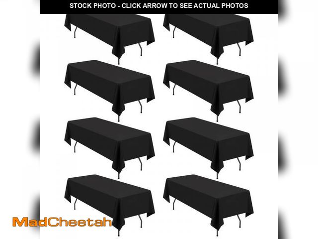Lot 74-11556034 - REWOMC 8 Pack Polyester Rectangle Tablecloth 60 x 126 Inch, Black Tablecloth Rectangle for 8 Ft Tabl...