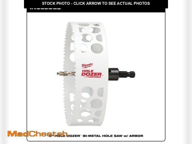 Lot 74-12792795 - Milwaukee 6 in. Hole Dozer Bi-Metal Hole Saw with 3/8 in. Arbor and Pilot Bit - USED