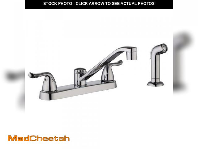 Lot 74-12410752 - Glacier Bay Constructor Double-Handle Standard Kitchen Faucet with Side Sprayer in Polished Chrome -...